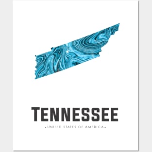 Tennessee state map abstract blue Posters and Art